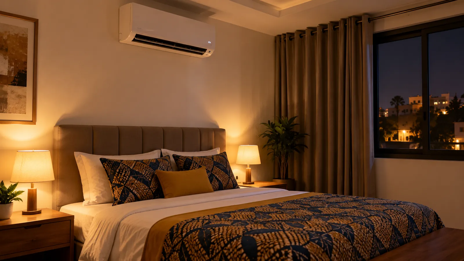 Chambre climatisée la nuit grâce à une installation solaire avec batterie